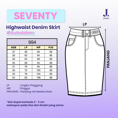 JINISO - Highwaist Rok Slit Jeans Panjang 994 SEVENTY