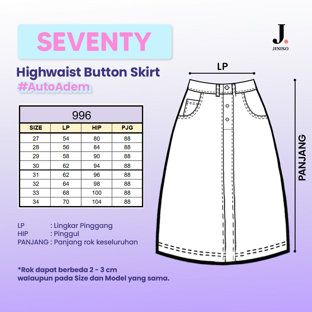 JINISO - Highwaist Rok Slit Jeans Panjang 996 SEVENTY