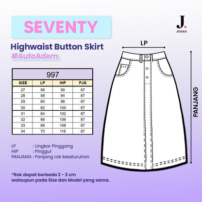 JINISO - Highwaist Rok Slit Jeans Panjang 997 SEVENTY