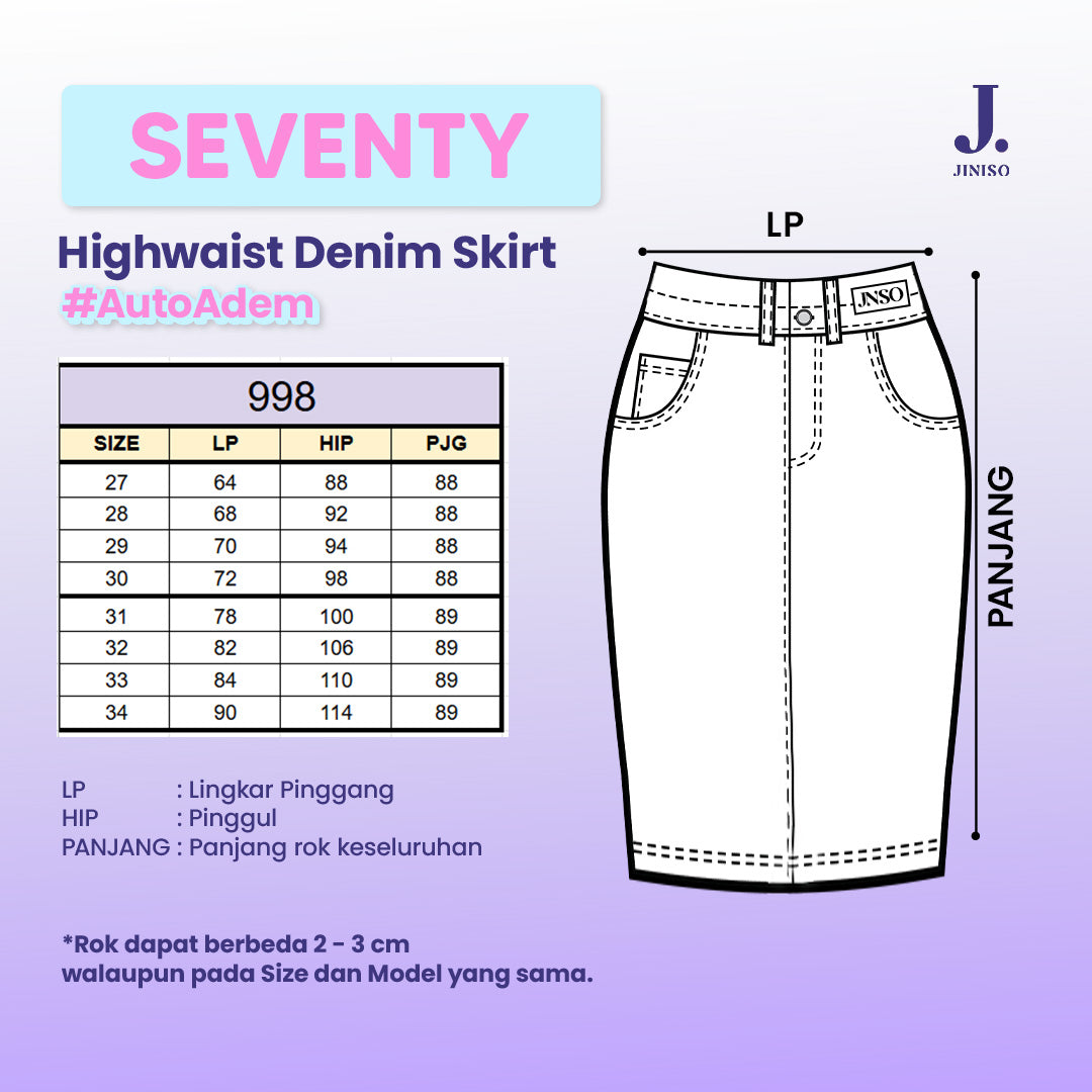 JINISO - Highwaist Rok Slit Jeans Panjang 998 SEVENTY