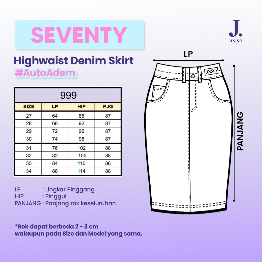 JINISO - Highwaist Rok Slit Jeans Panjang 999 SEVENTY