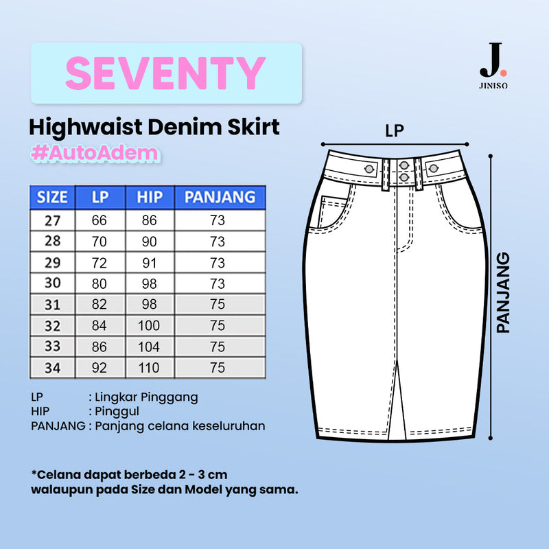 JINISO - Highwaist Rok Jeans Panjang 979 - 989 SEVENTY
