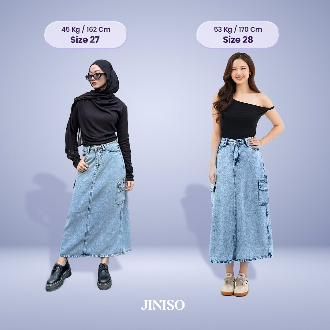 JINISO - Highwaist Rok Cargo Jeans Panjang 983 SEVENTY