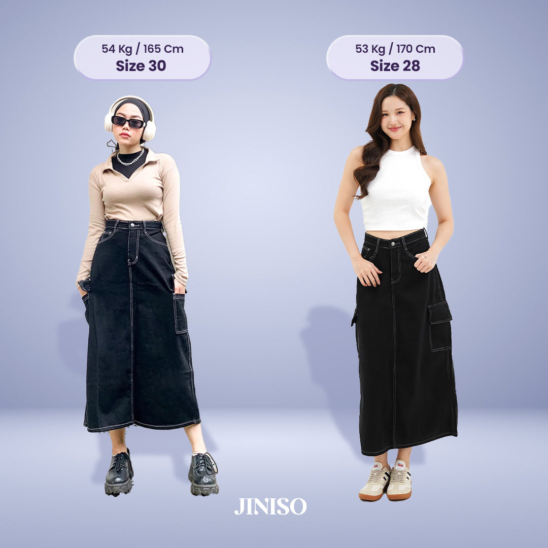 JINISO - Highwaist Rok Cargo Jeans Panjang 985 SEVENTY