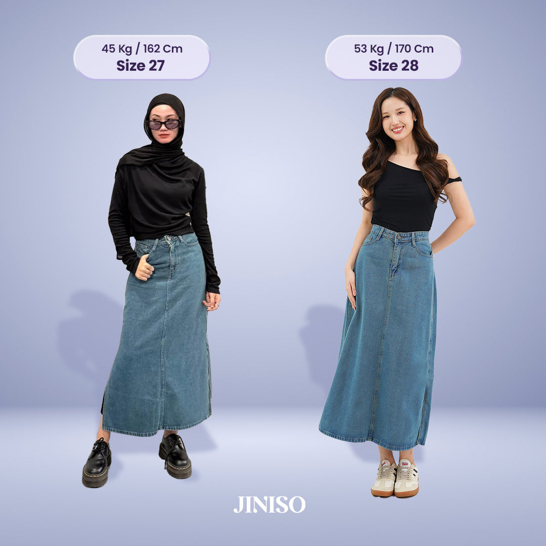 JINISO - Highwaist Rok Slit Jeans Panjang 992 SEVENTY