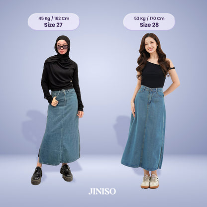 JINISO - Highwaist Rok Slit Jeans Panjang 992 SEVENTY