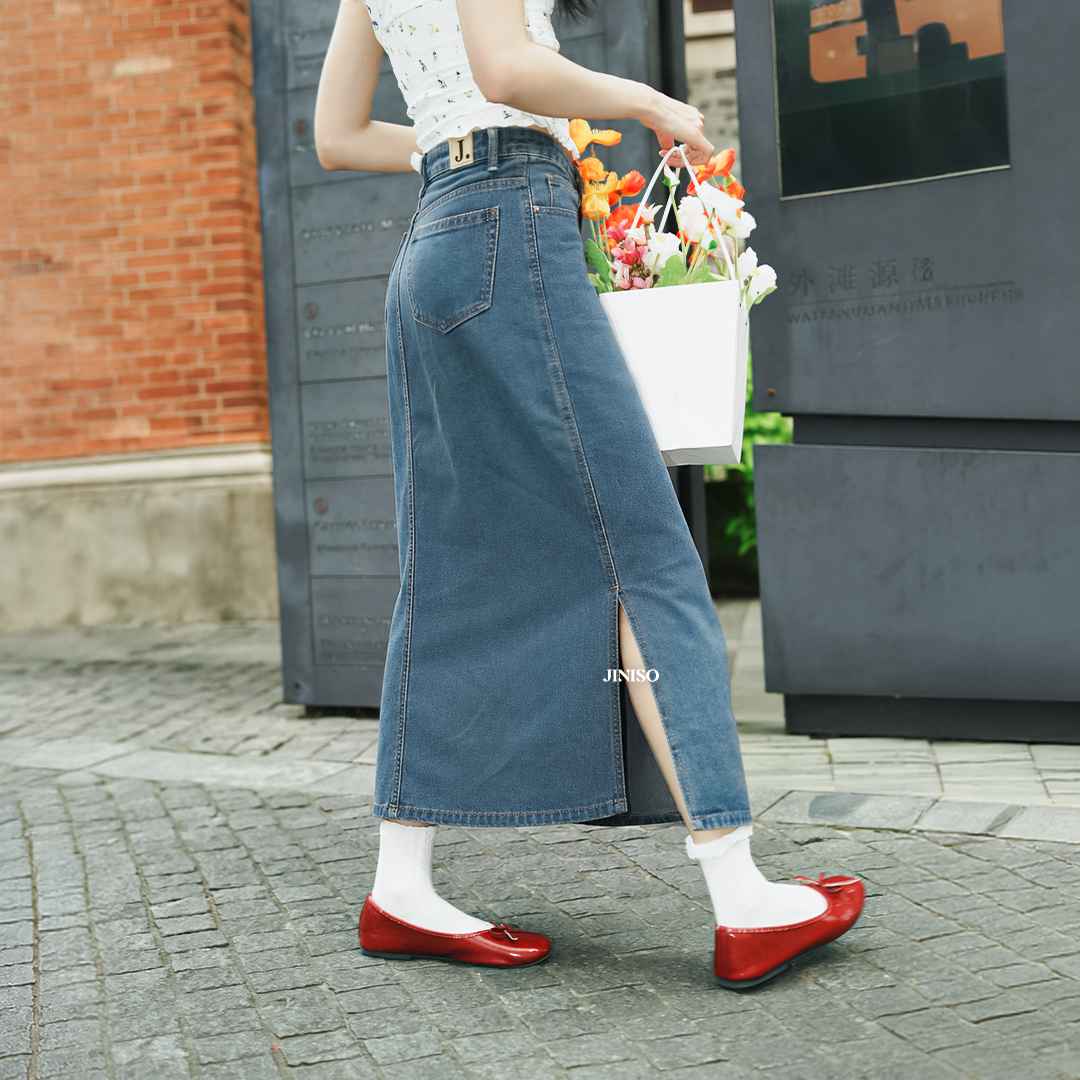 JINISO - Highwaist Rok Slit Jeans Panjang 992 SEVENTY