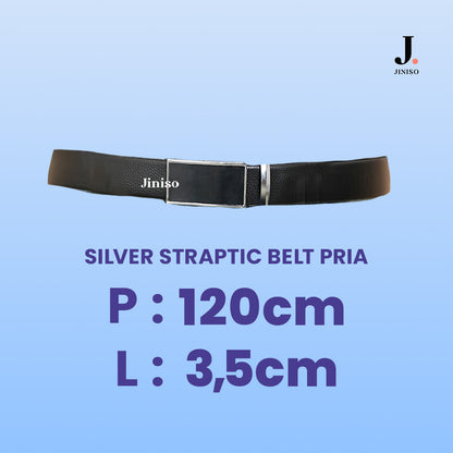 JINISO Ikat Pinggang Pria Silver Straptic Belt