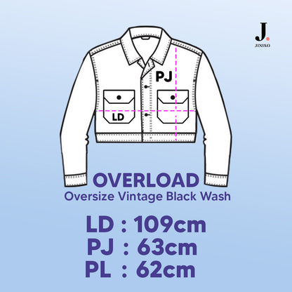 JINISO Big Size Jaket Jeans Oversize Vintage Blue Wash