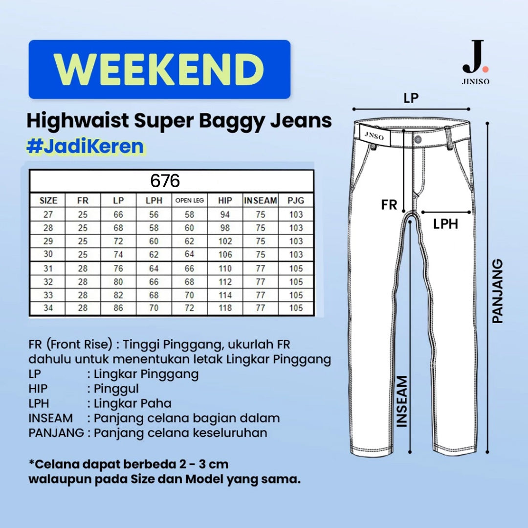 JINISO Oversize Baggy Loose Jeans Pria 676