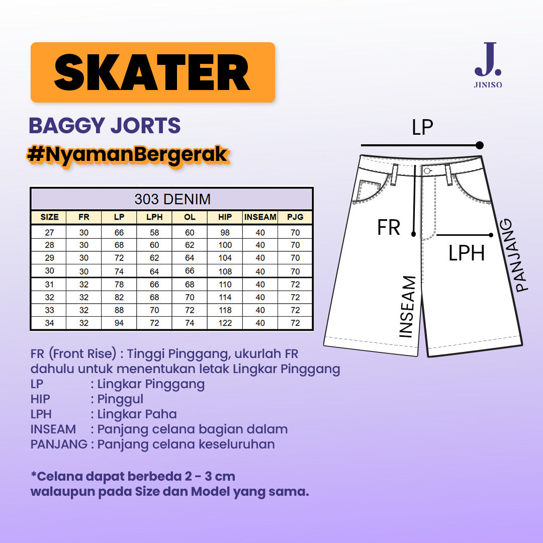 JINISO Jorts Baggy Short Jeans Pria 303