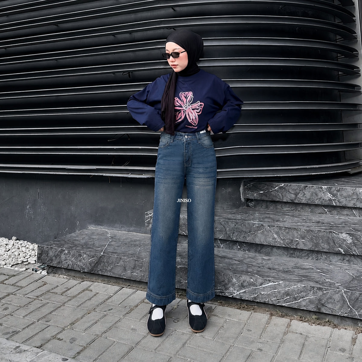 JINISO - Petite Straight Highwaist Jeans 104 SPIN