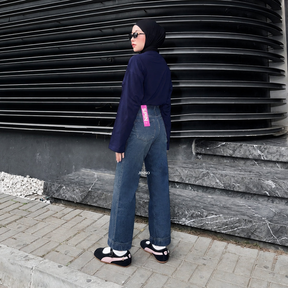 JINISO - Petite Straight Highwaist Jeans 104 SPIN