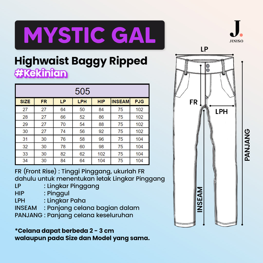 JINISO - Highwaist Baggy Ripped Jeans 505 MYSTIC GAL