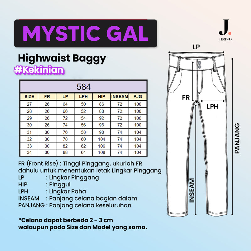 JINISO - Highwaist Baggy Ripped Jeans  584 MYSTIC GAL