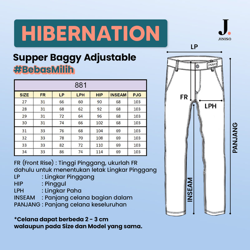 JINISO - Highwaist Adjustable Super Baggy Jeans 881 HIBERNATION