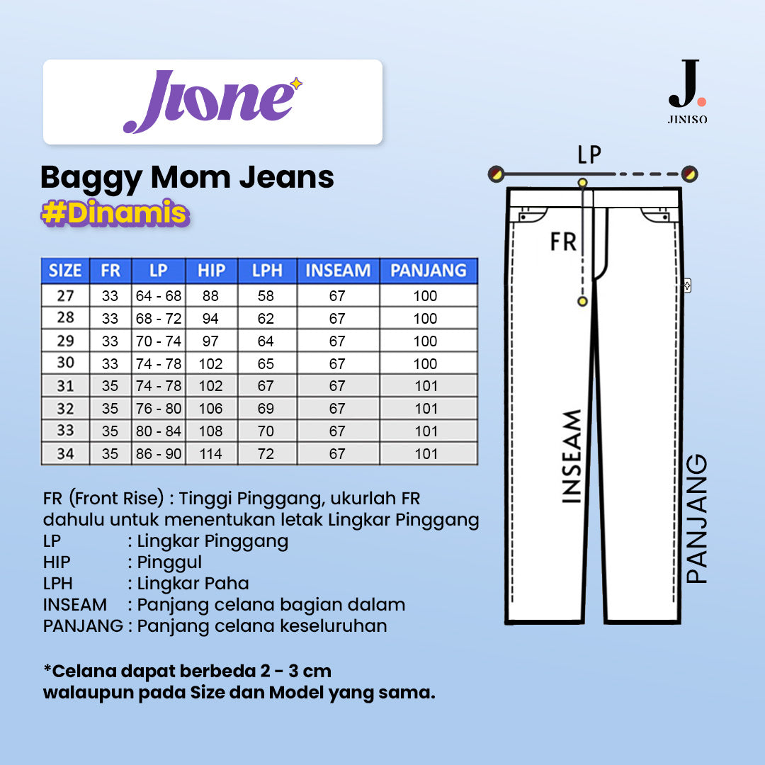 JINISO Jione Celana Baggy Mom Highwaist Jeans 380