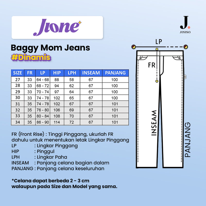 JINISO Jione Celana Baggy Mom Highwaist Jeans 380 - 390