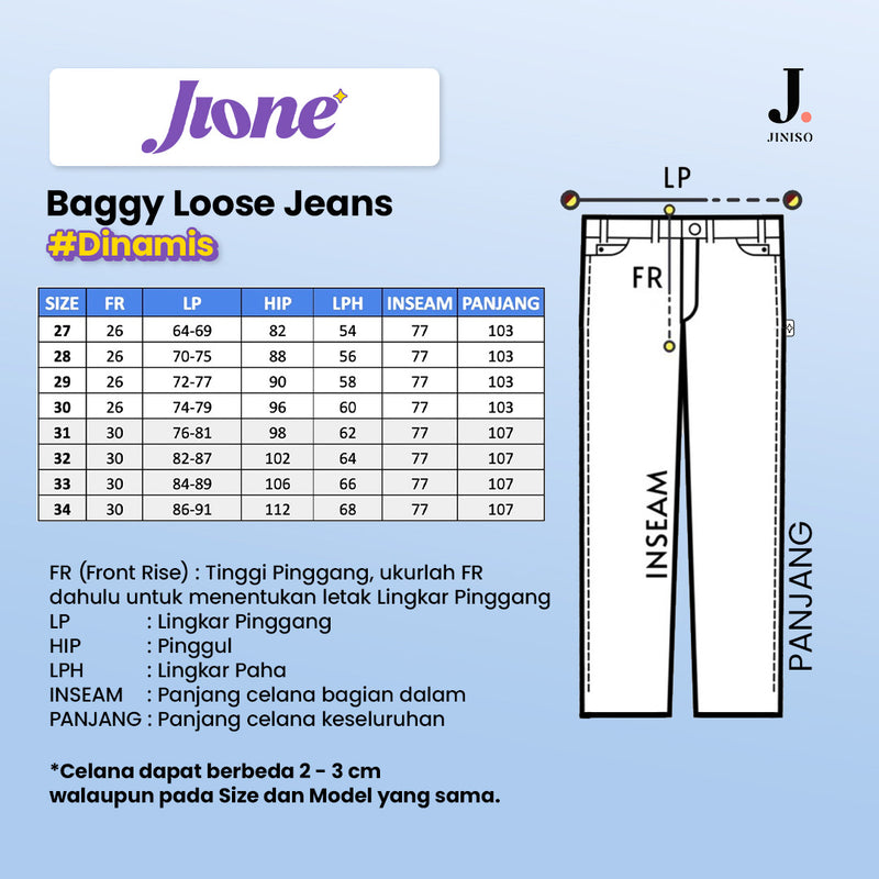 JINISO Jione Celana Loose High Waist Jeans 014 - 024