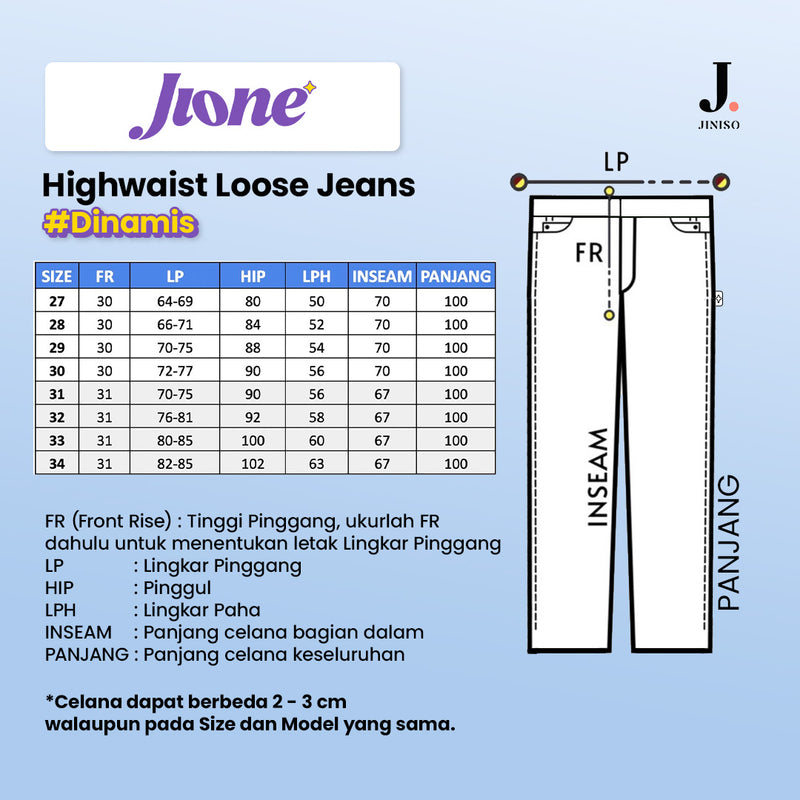 JINISO Jeans Jione Celana Loose High Waist