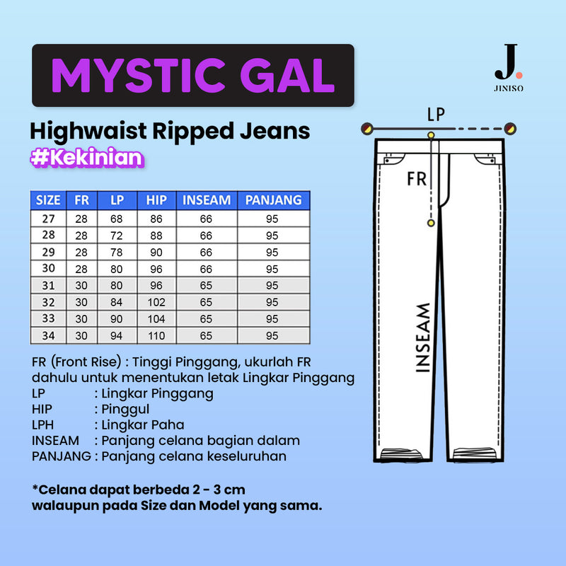 JINISO - Highwaist Baggy Ripped Jeans Khaki 304 MYSTIC GAL