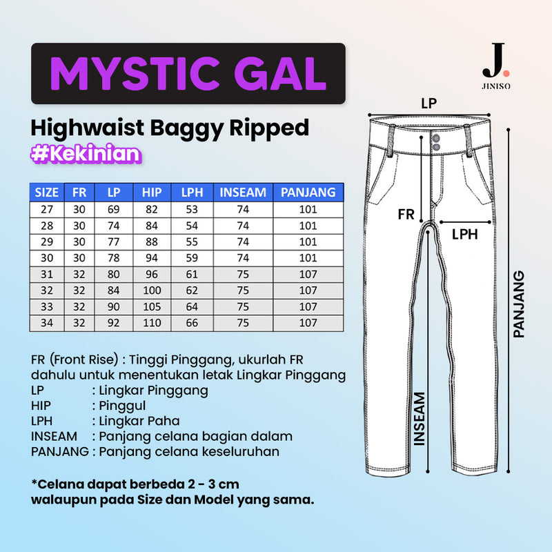 JINISO - Highwaist Baggy Ripped Jeans  513 MYSTIC GAL