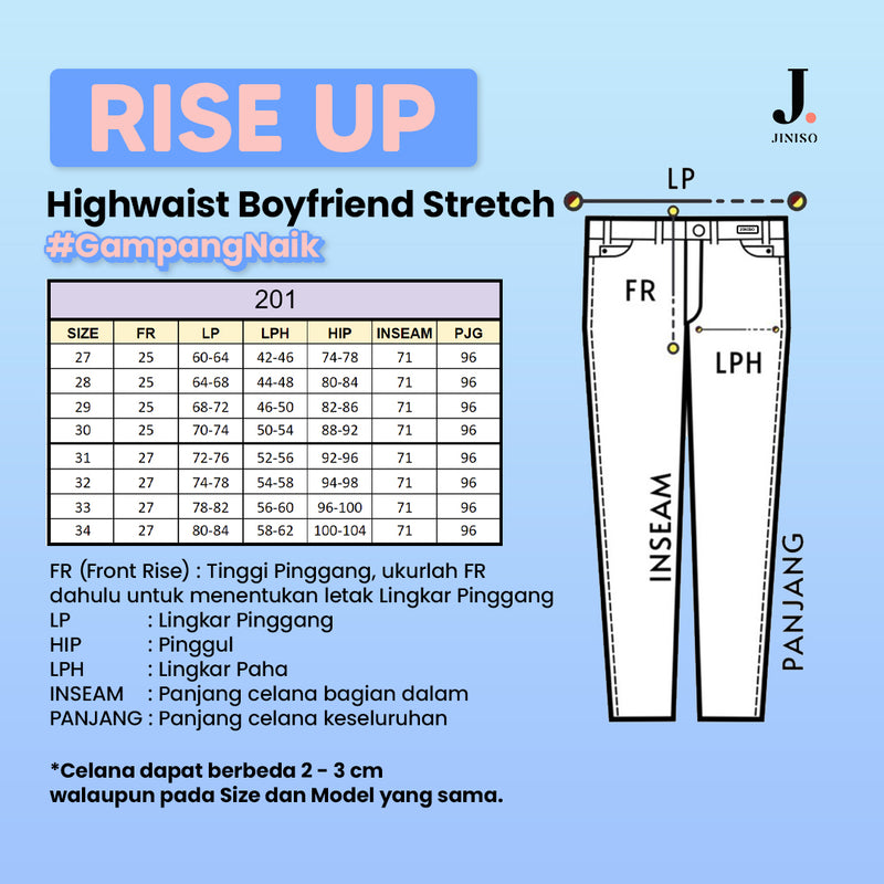 JINISO - Highwaist Boyfriend Stretch Jeans 201 RISE UP