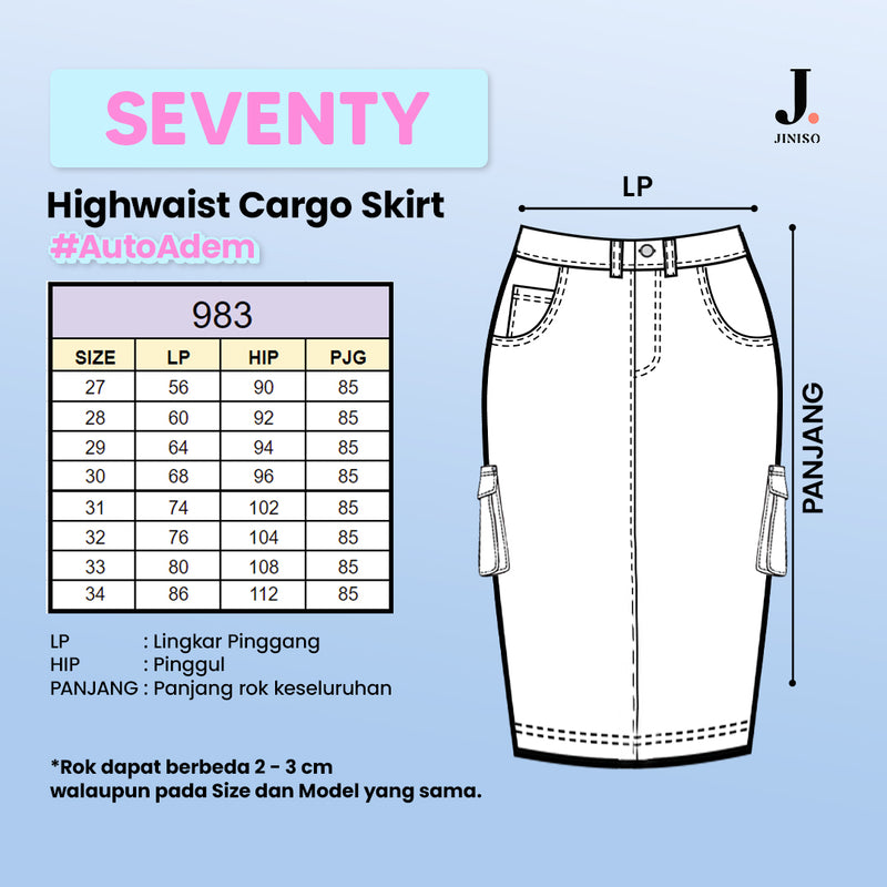 JINISO - Highwaist Rok Cargo Jeans Panjang 983 SEVENTY