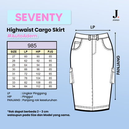 JINISO - Highwaist Rok Cargo Jeans Panjang 985 SEVENTY