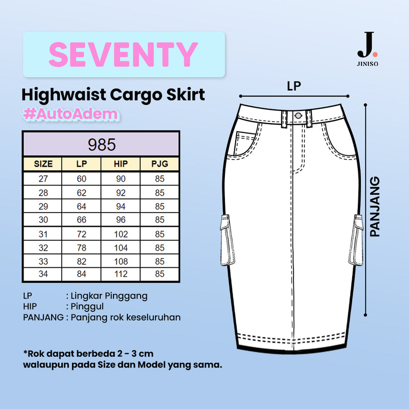 JINISO - Highwaist Rok Cargo Jeans Panjang 985 SEVENTY
