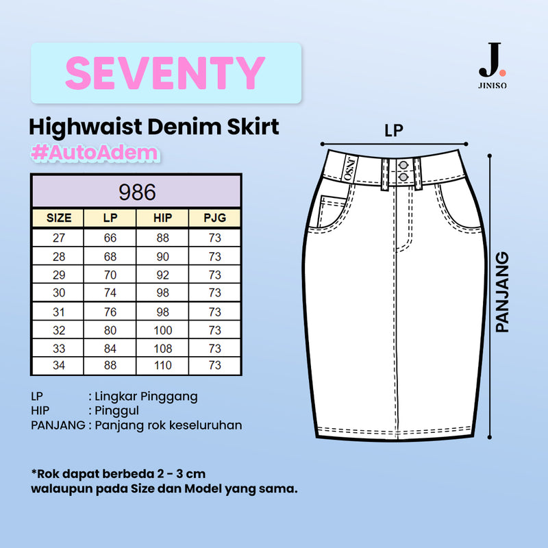 JINISO - Highwaist Rok Button Jeans Panjang 986 SEVENTY