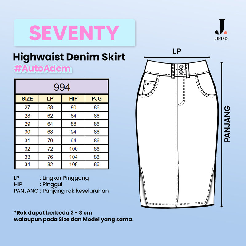JINISO - Highwaist Rok Slit Jeans Panjang 994 SEVENTY
