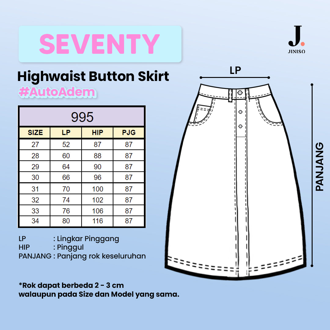 JINISO - Highwaist Rok Slit Jeans Panjang 995 SEVENTY