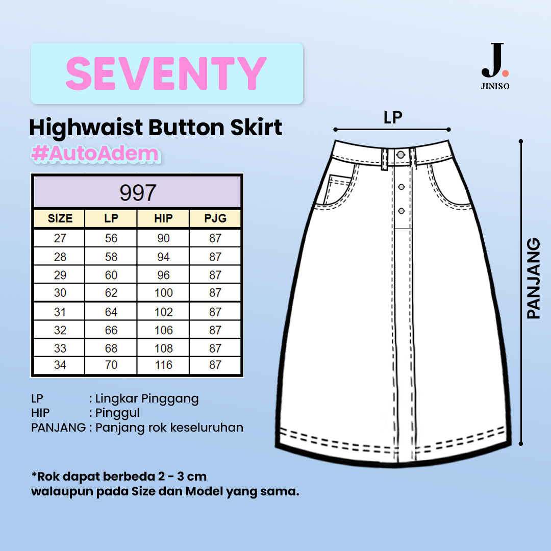 JINISO - Highwaist Rok Slit Jeans Panjang 997 SEVENTY