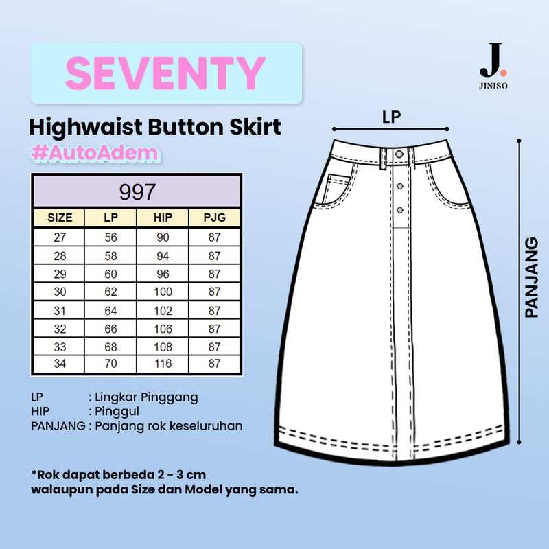 JINISO - Highwaist Rok Slit Jeans Panjang 997 SEVENTY
