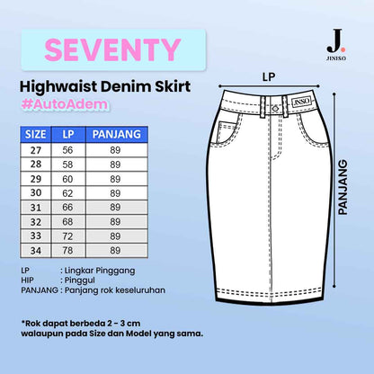 JINISO - Highwaist Rok Slit Jeans Panjang 974 SEVENTY