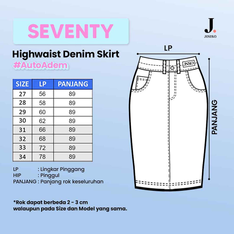 JINISO - Ultra Highwaist Rok Slit Seventy Jeans Panjang