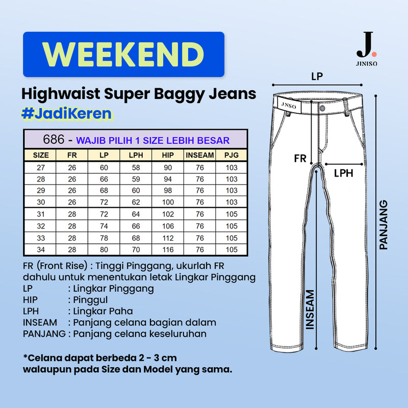 JINISO - Highwaist Oversize Baggy Loose Jeans 686 WEEKEND