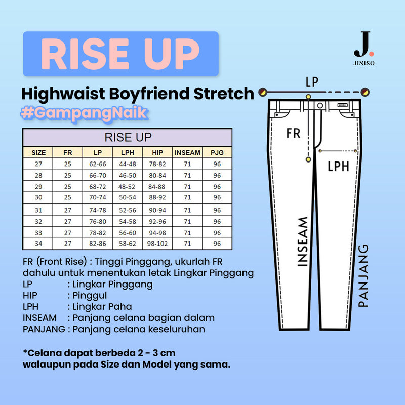 JINISO - Highwaist Boyfriend Stretch Rise Up Jeans