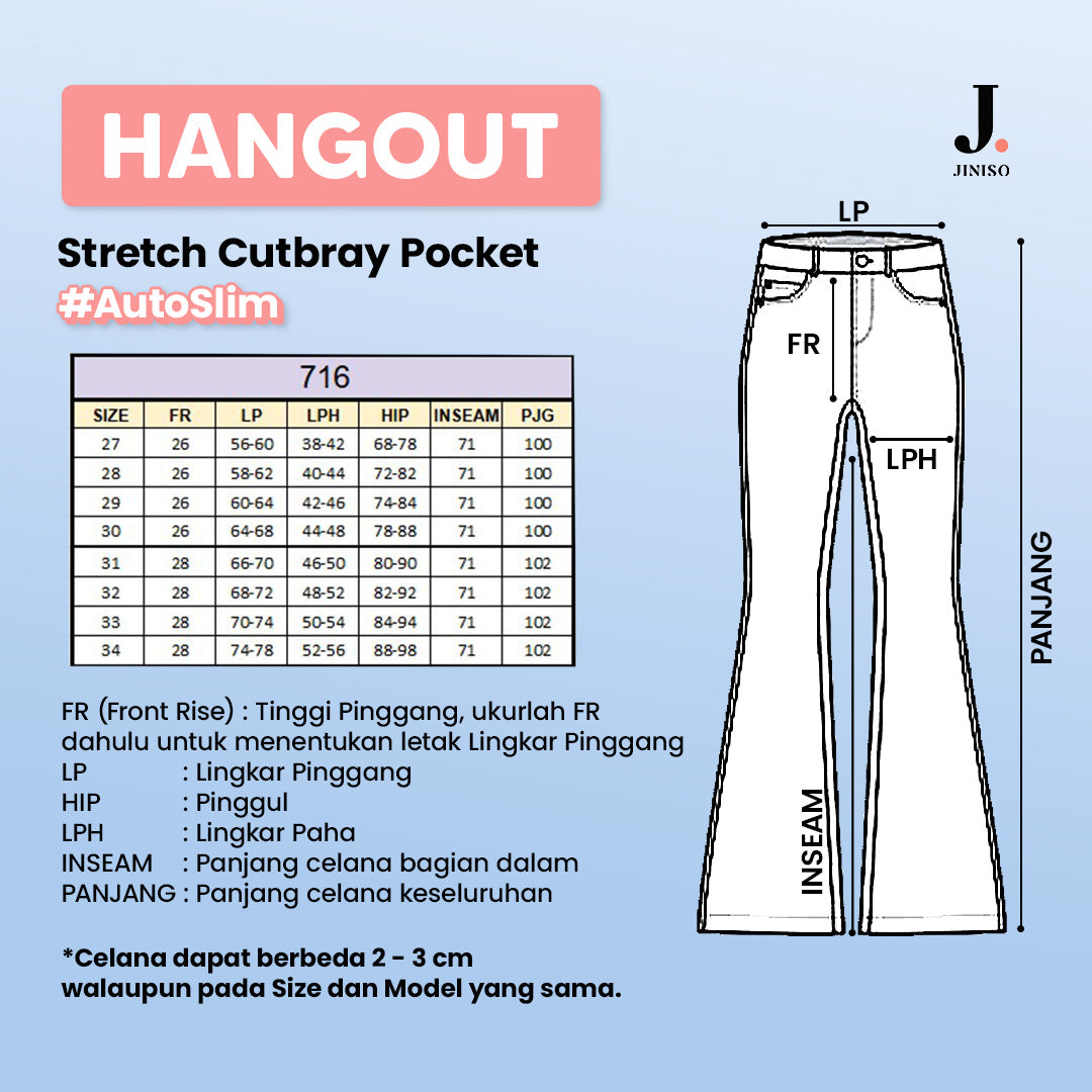 JINISO - Highwaist Stretch Cutbray Pocket Jeans 716 HANGOUT