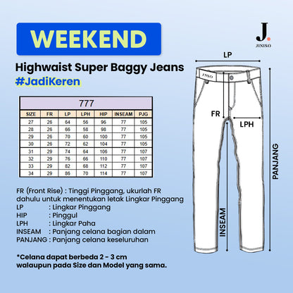 JINISO - Highwaist Oversize Baggy Loose Jeans 777 WEEKEND