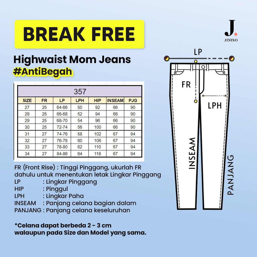 JINISO - Highwaist Mom Jeans Khaki 357 BREAK FREE