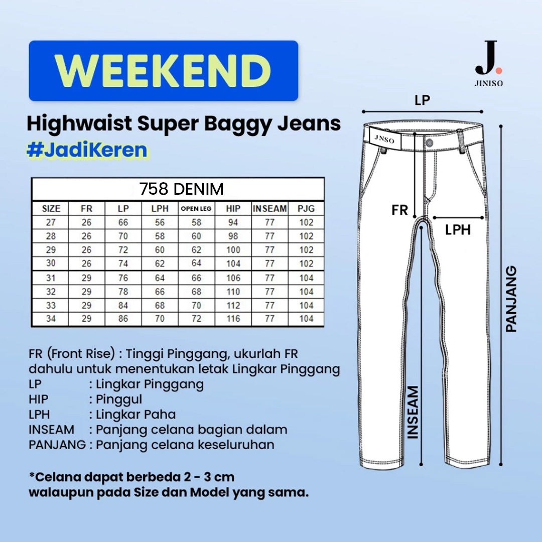 JINISO Oversize Baggy Loose Jeans Pria 758