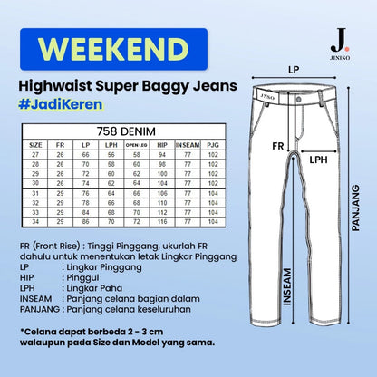 JINISO Oversize Baggy Loose Jeans Pria 758
