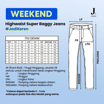 JINISO Oversize Baggy Loose Jeans Pria 753