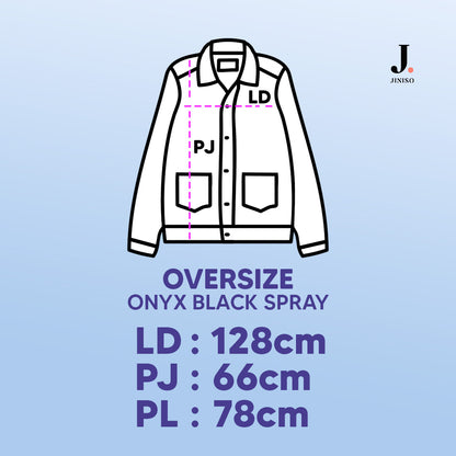 JINISO Pria Jaket Jeans Oversize Onyx Black Spray
