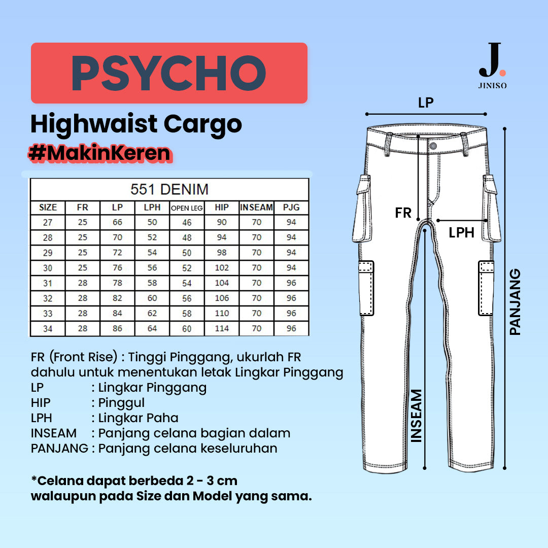 JINISO  Highwaist Cargo Loose Jeans Pria 551