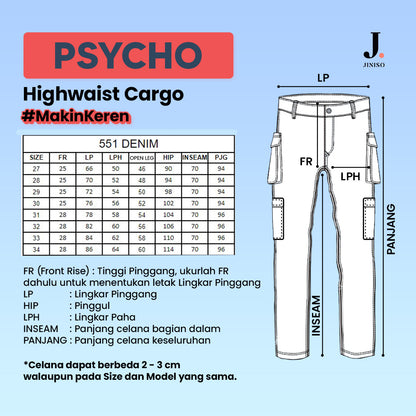 JINISO  Highwaist Cargo Loose Jeans Pria 551