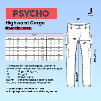 JINISO - Highwaist Cargo Loose Jeans 553 PSYCHO