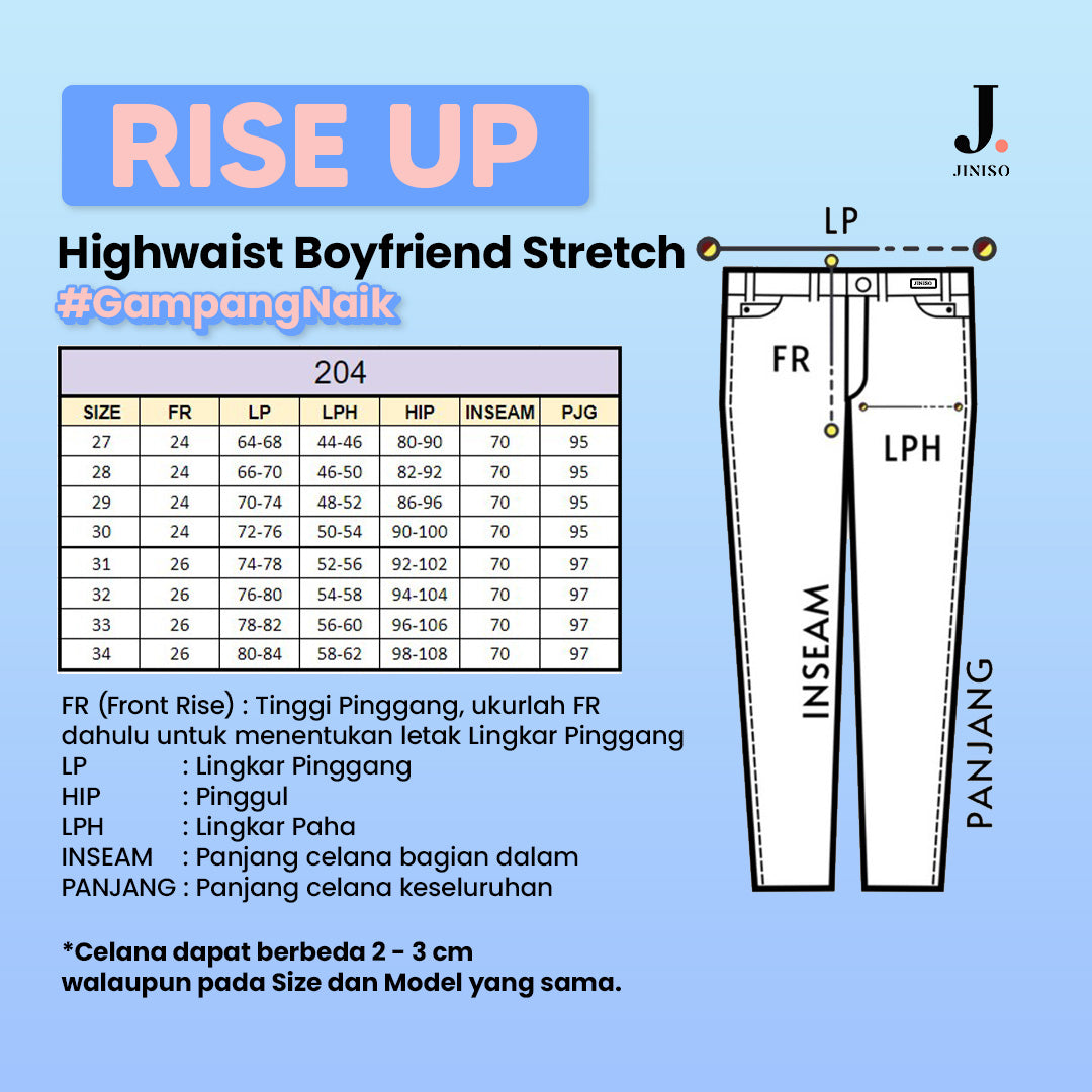 JINISO - Highwaist Boyfriend Stretch Jeans 204 RISE UP